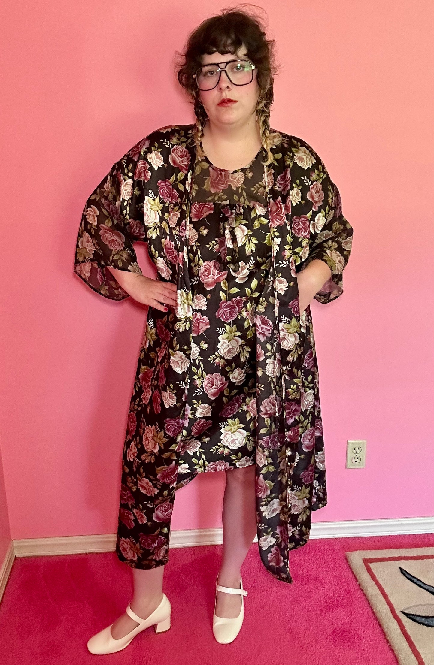 Floral Dress & Robe Set (1X)