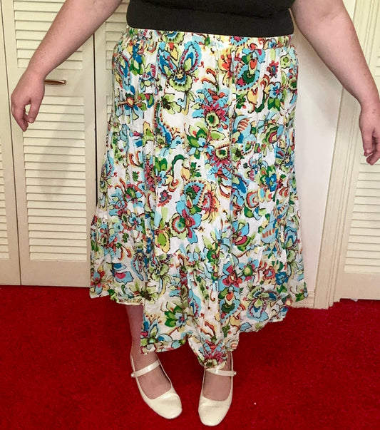 Bright Floral Tiered Skirt (XXL)