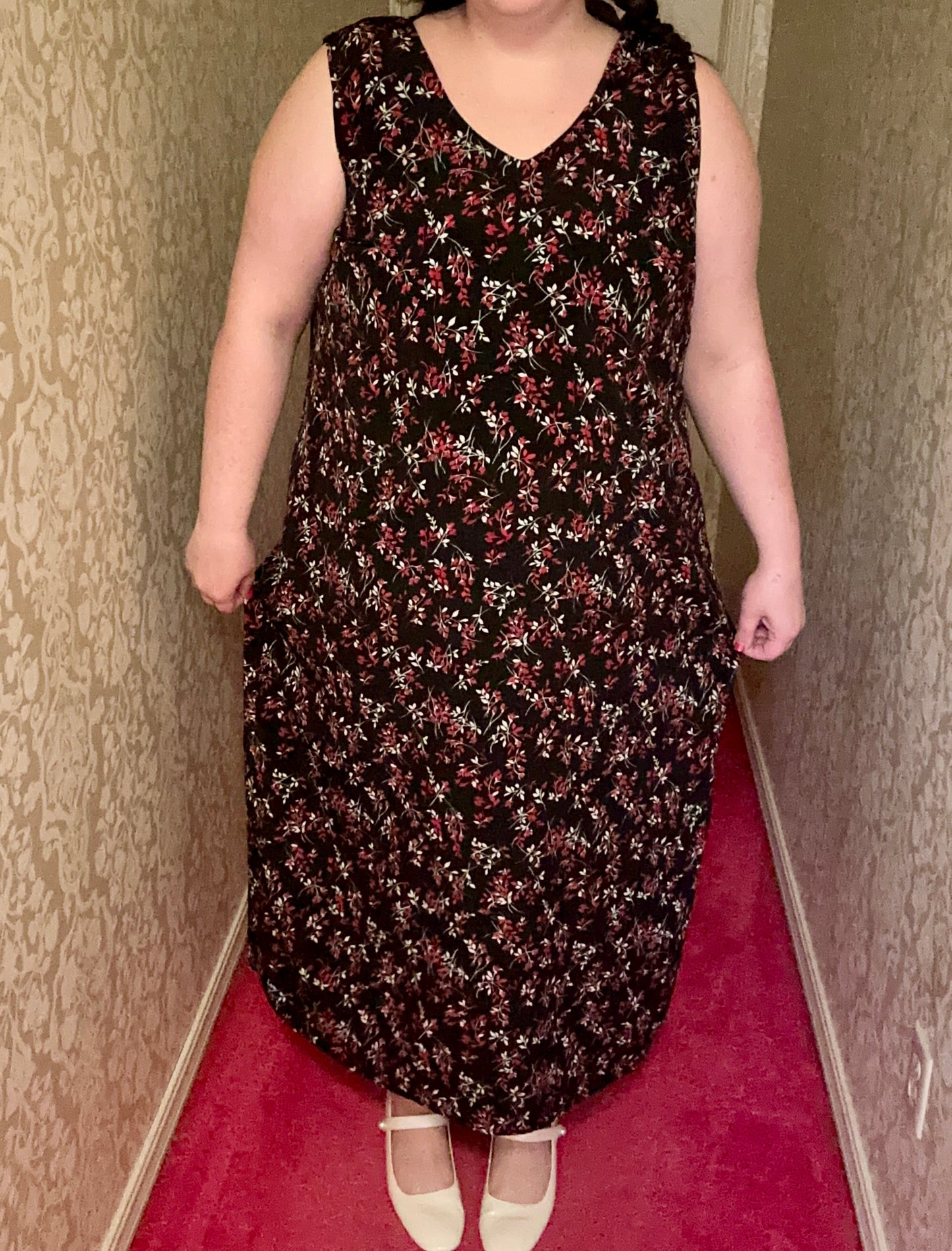 Black Maxi Dress with Red Flowers (22)