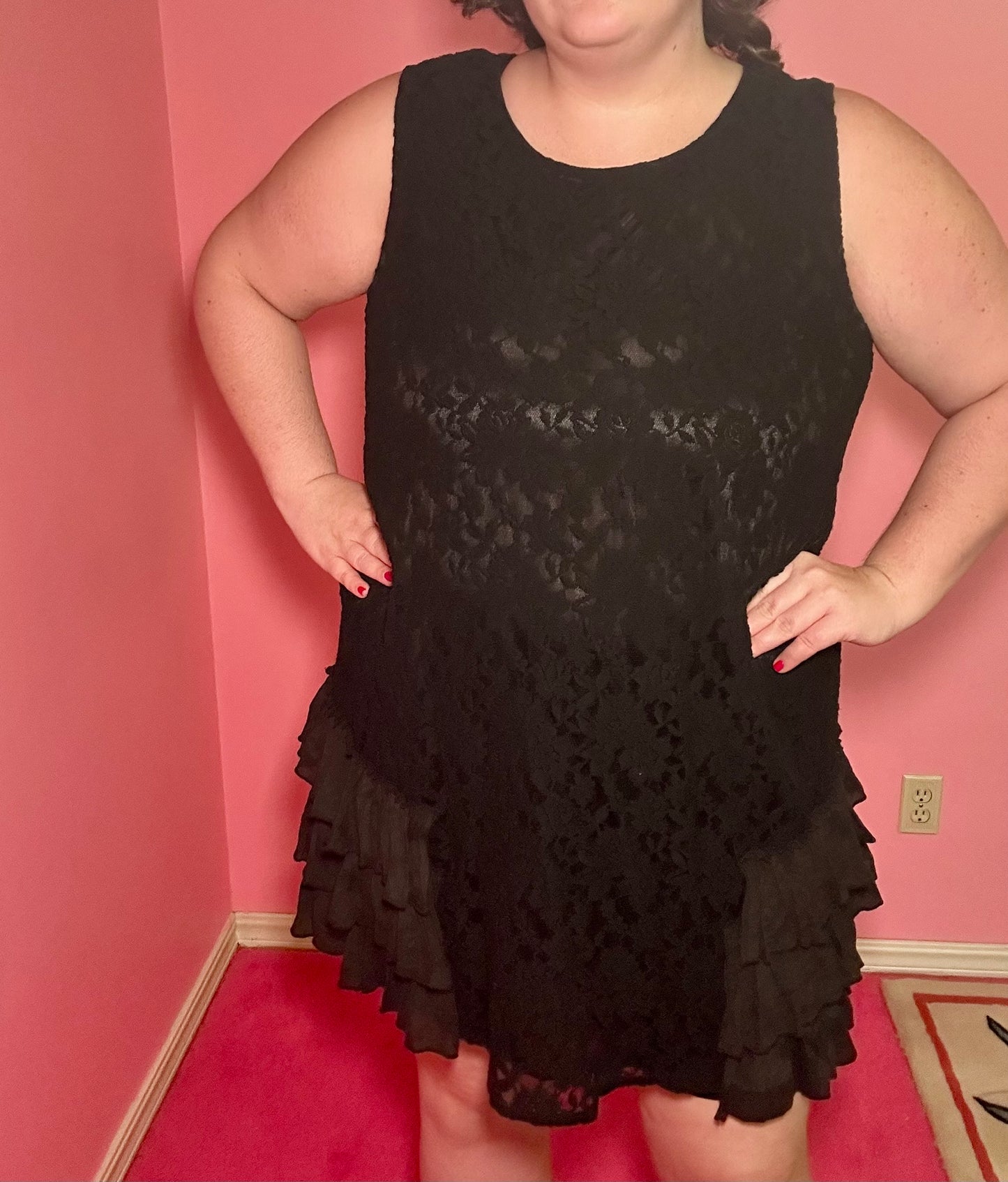 Black Lace and Ruffle Dress (2XL)