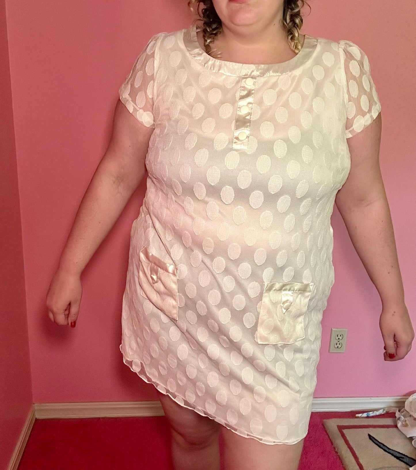 White Polkadot Mini Dress (16W)