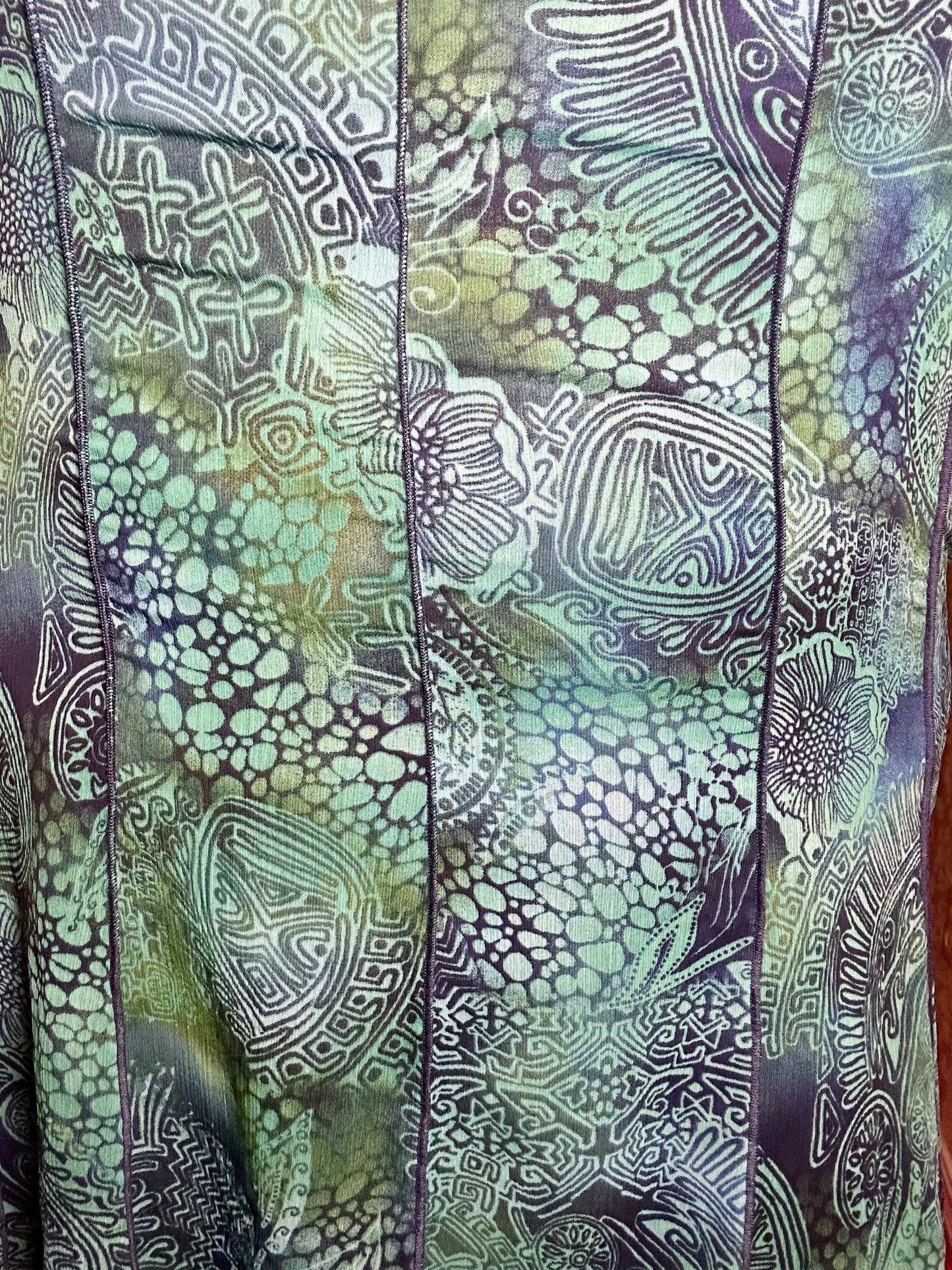 Y2K Teal Patterned Skirt (XL)