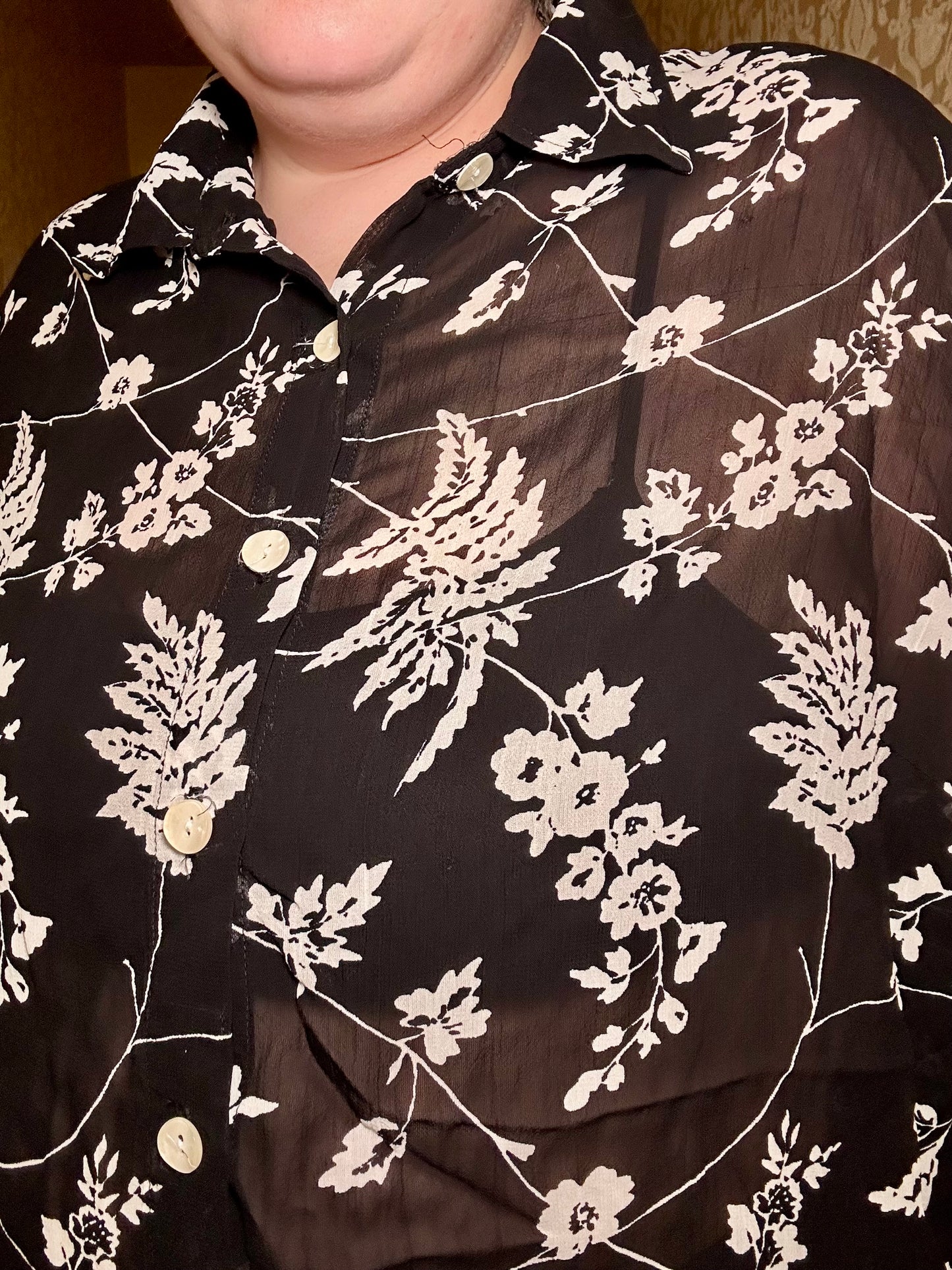 Black Floral Sheer Blouse (22/24)