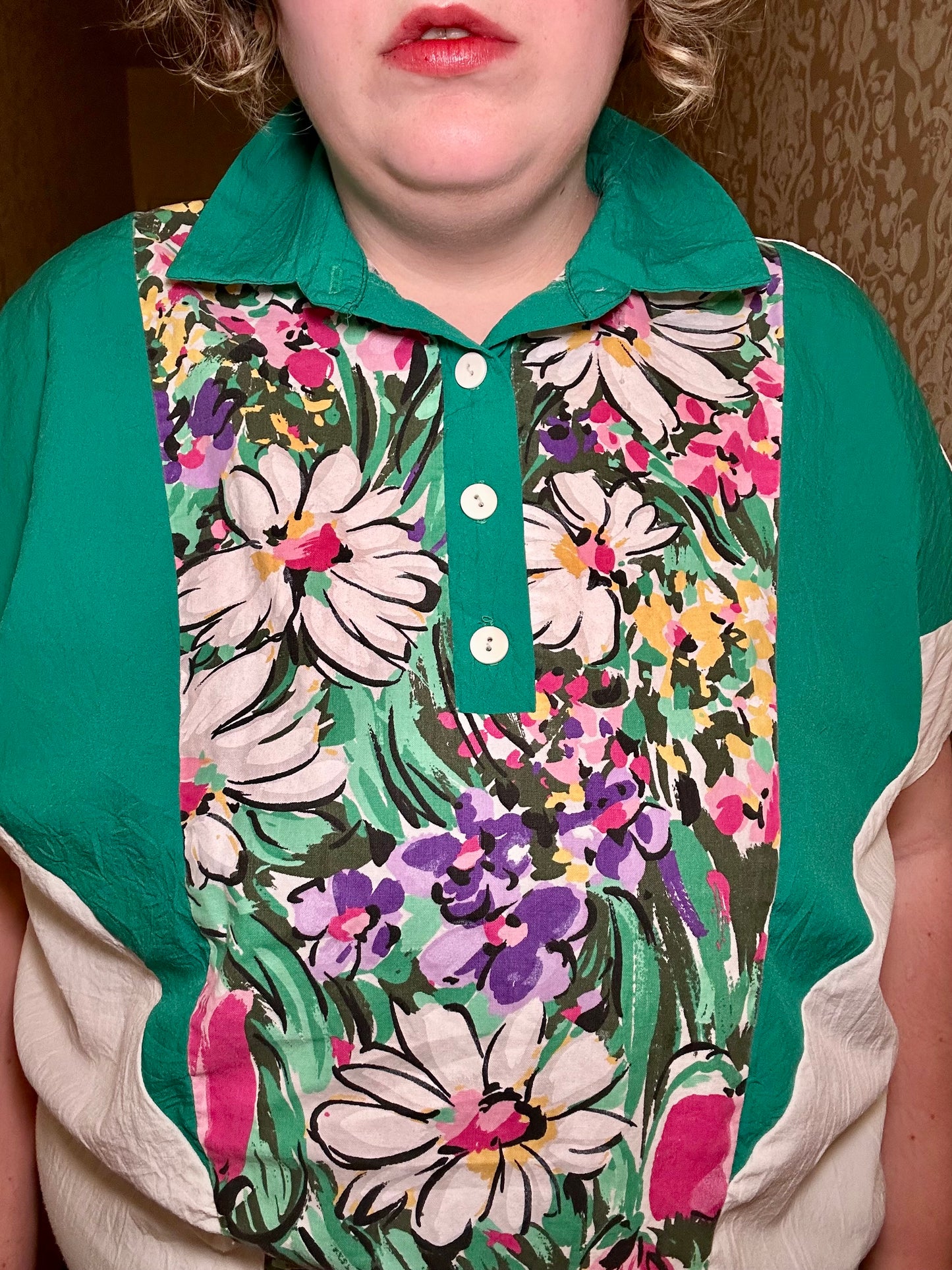 Teal Floral Sporty Top (XXL)
