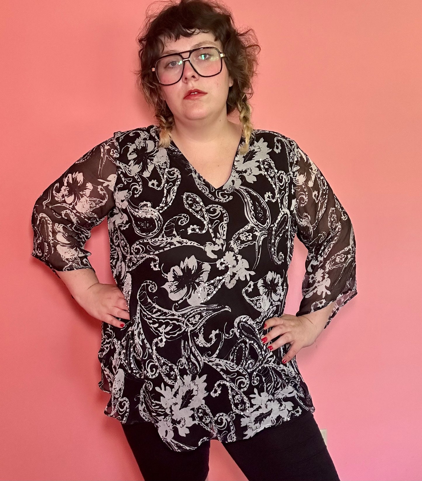 Black Paisley Blouse (2X)