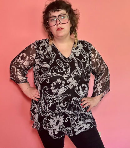 Black Paisley Blouse (2X)
