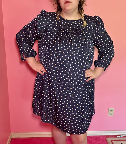 Blue Polka Dot Babydoll Dress (XL)