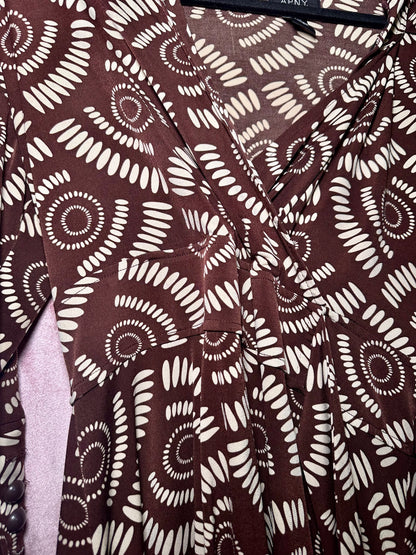 Y2K Brown Patterned Dress (L)