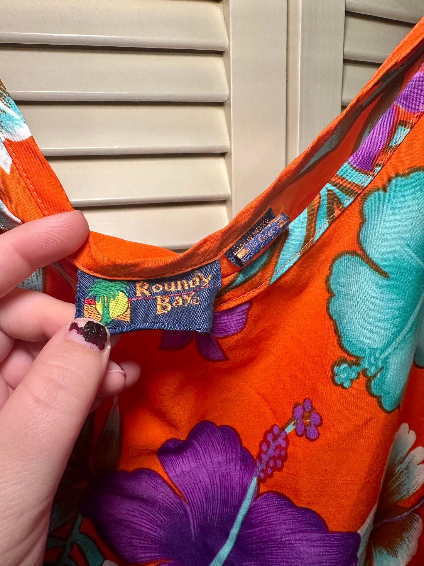 Orange Tropical Floral Slip Dress (L)