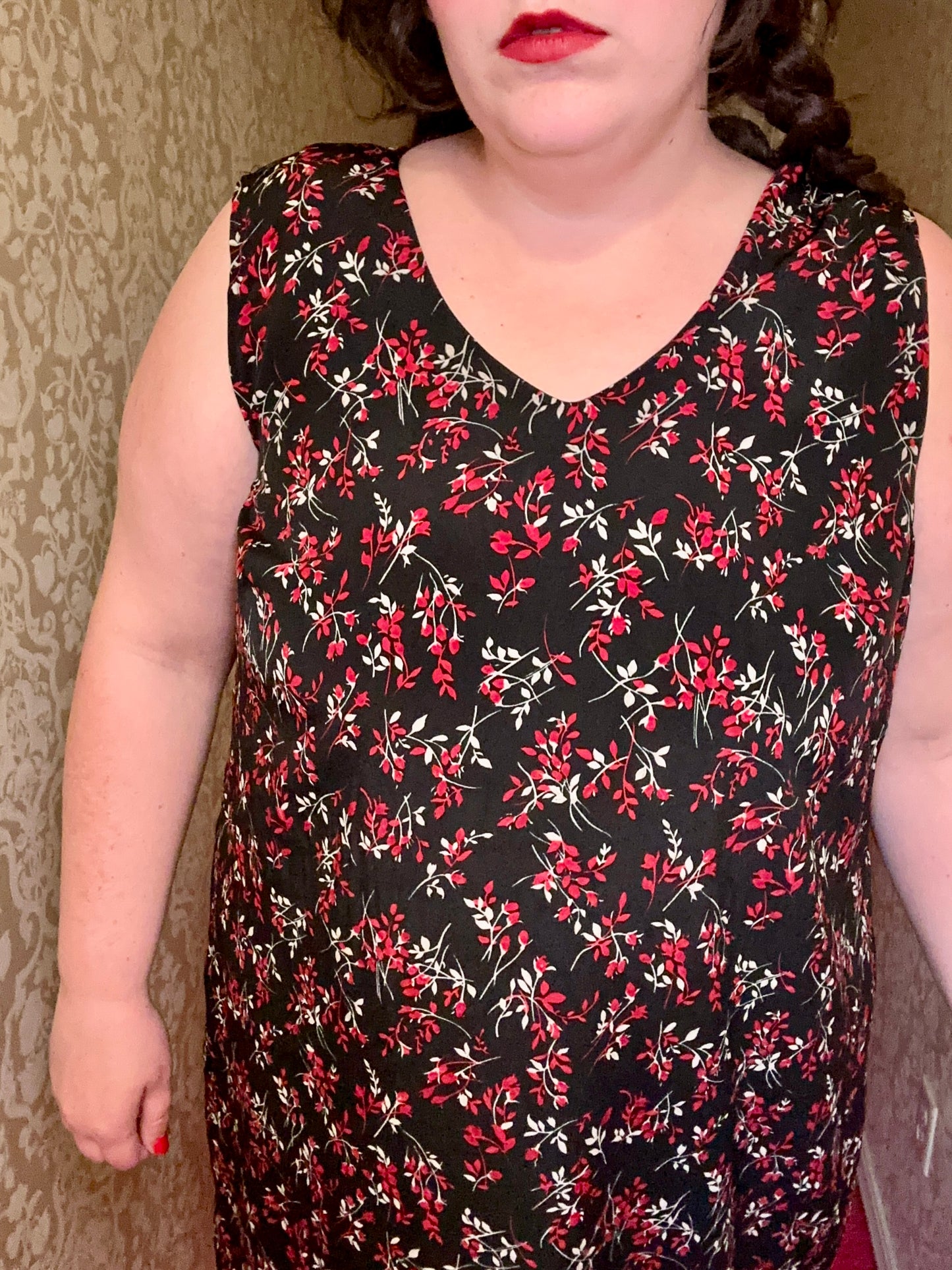Black Maxi Dress with Red Flowers (22)