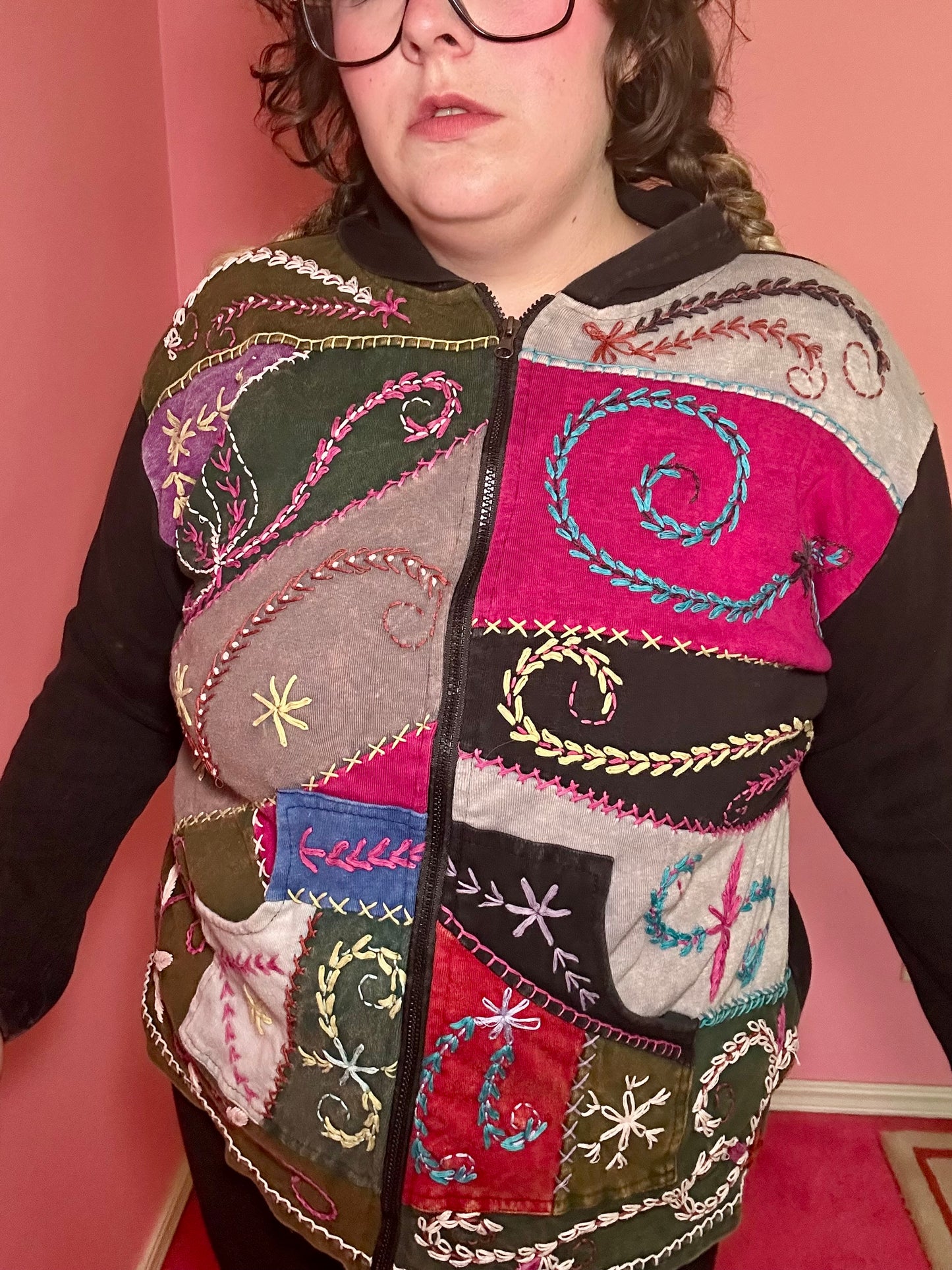 Whimsical Embroidered Hoodie (3X)
