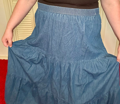 Blue Denim Tiered Skirt (XL)