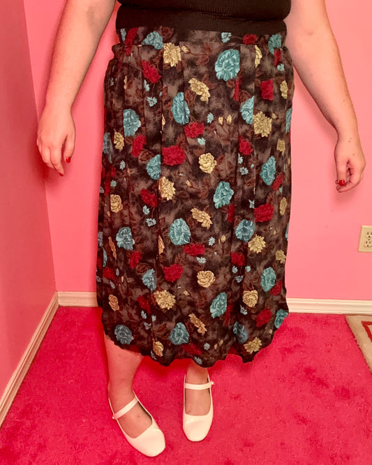 Brown Floral Skirt (1X)