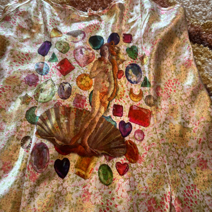 Rhinestone Venus Floral Slip Dress (L)