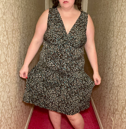 Brown and Teal y2k Dress (1X)