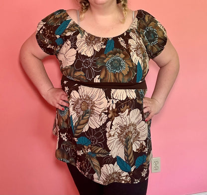 Floral Baby Doll Top (1X)