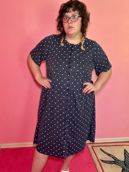 Blue Polkadot Dress (L)