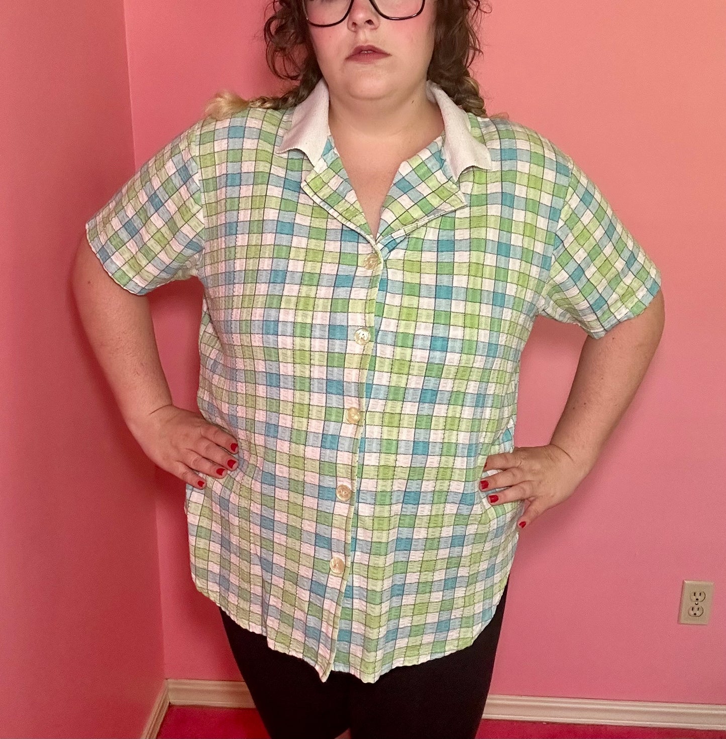 Blue and Green Checkered Top (2X)
