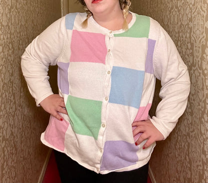 Pastel Color Block Cardigan (2XL)