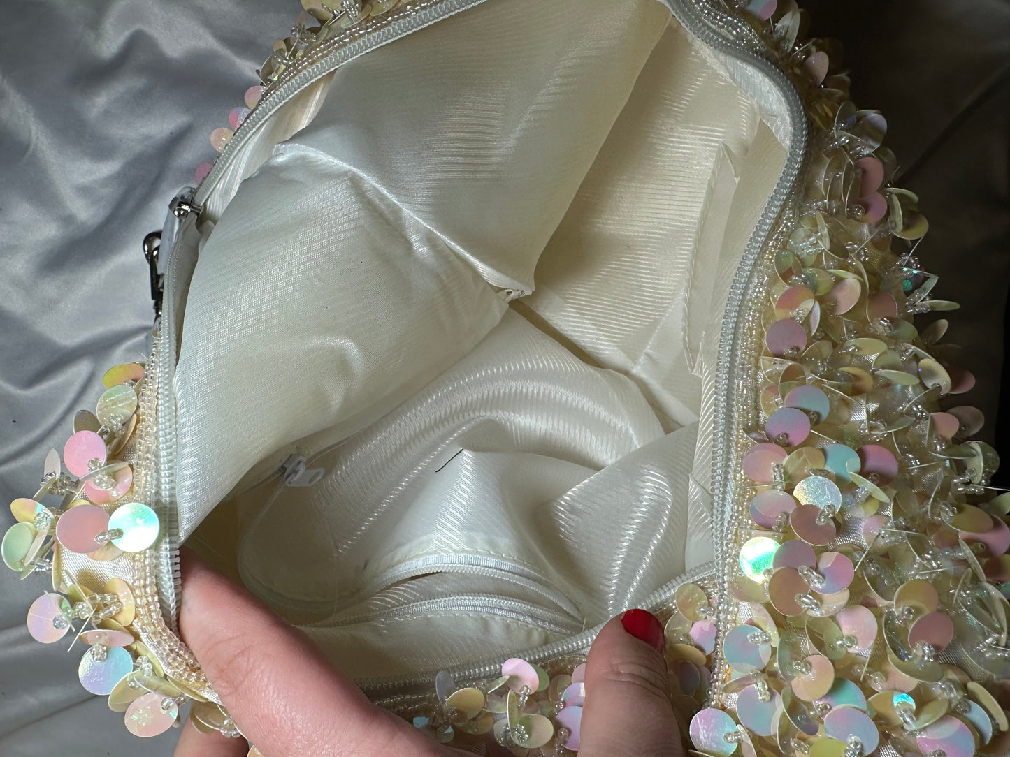 Y2K white Bead Bag