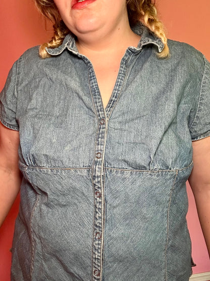 Denim Baby Doll Top (3X)