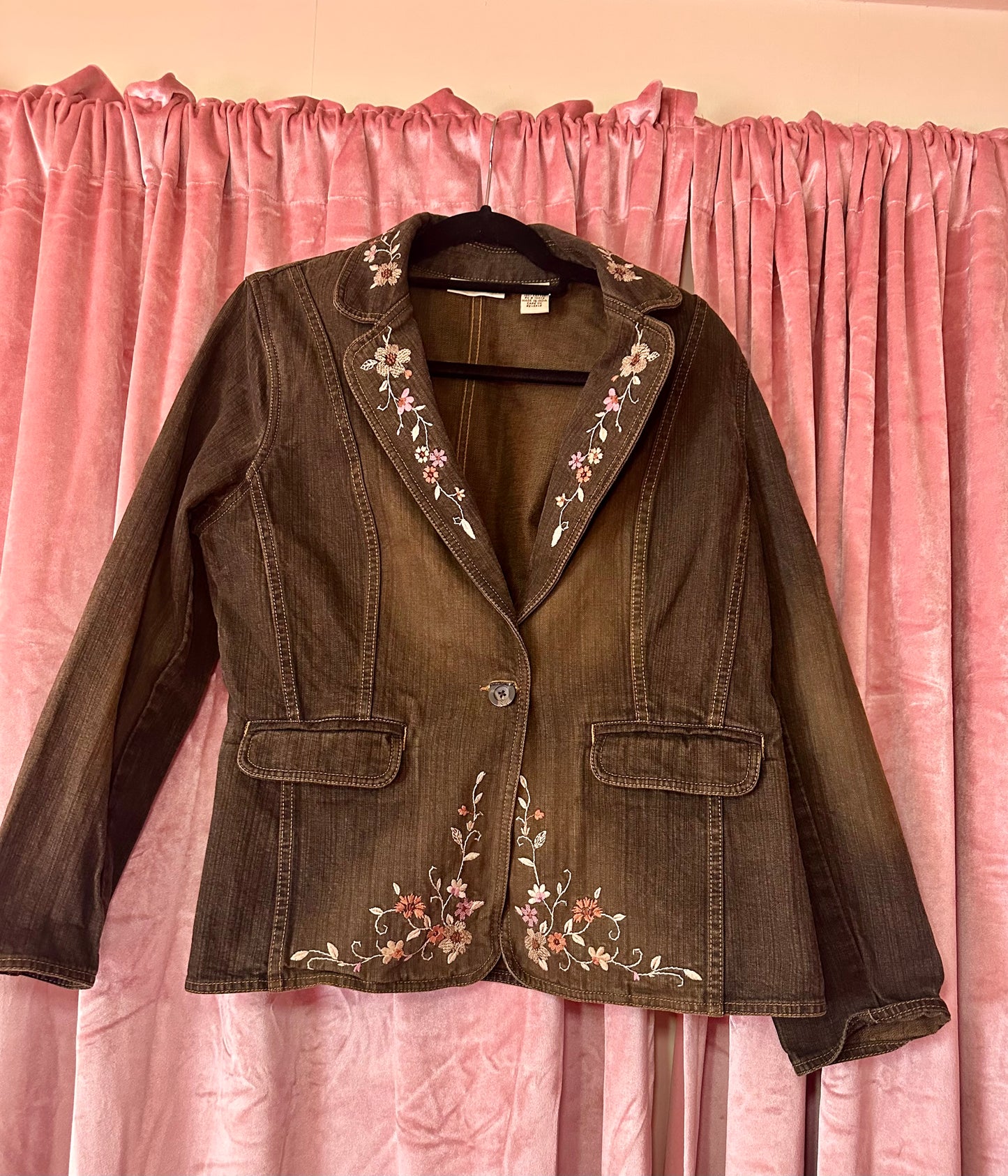 Y2k Flower Embroidery Denim Jacket (14)