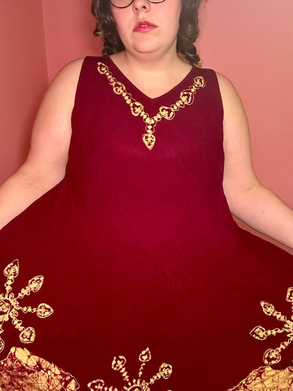 Maroon Boho Dress (Free Size Plus)