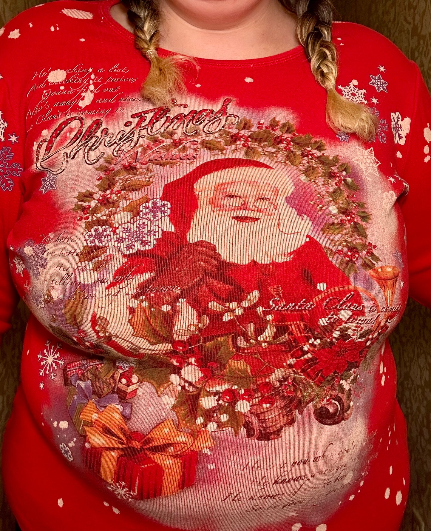 Red Y2K Santa Graphic Top (XL)