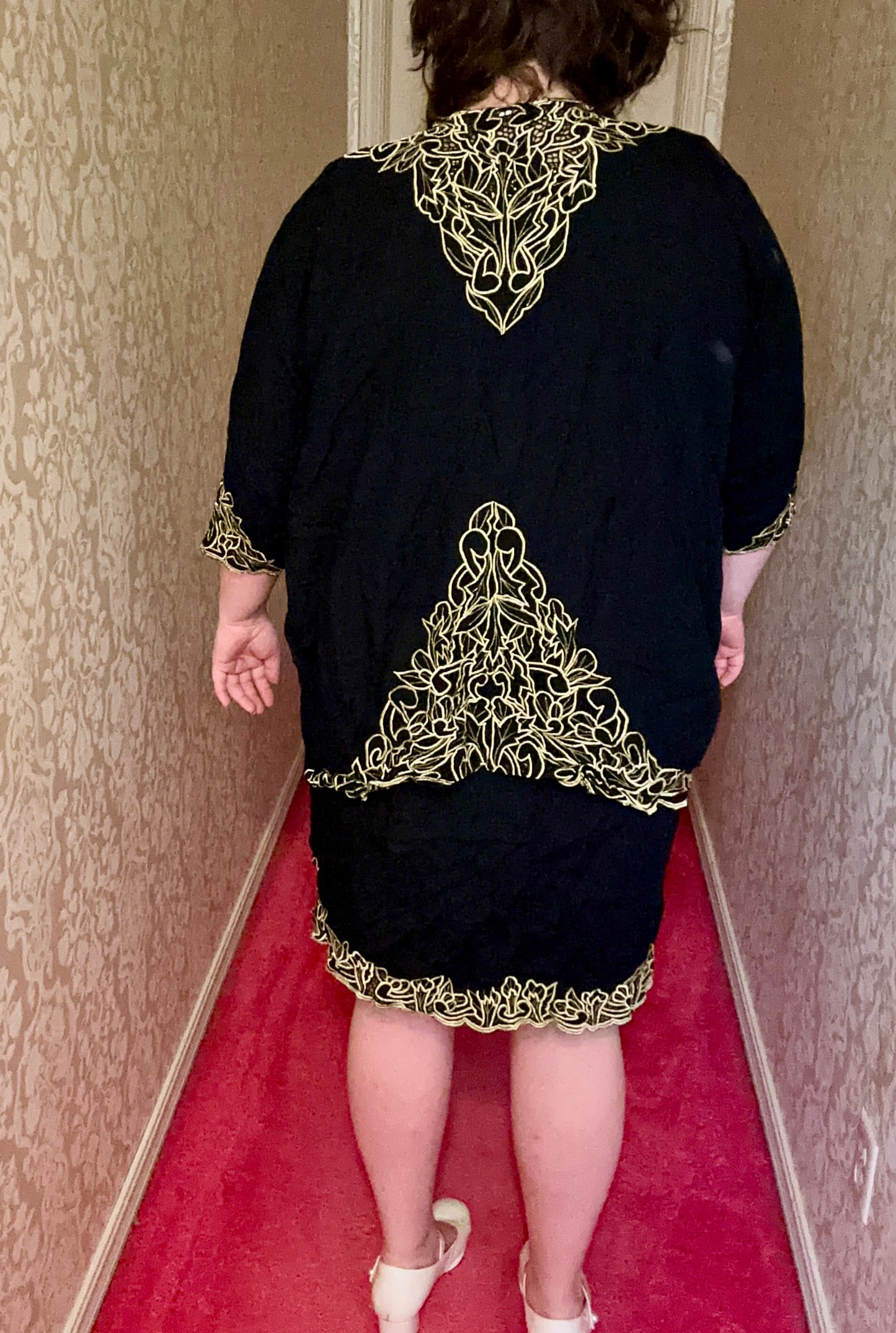 Black and Gold Dress and Jacket Set (2X)