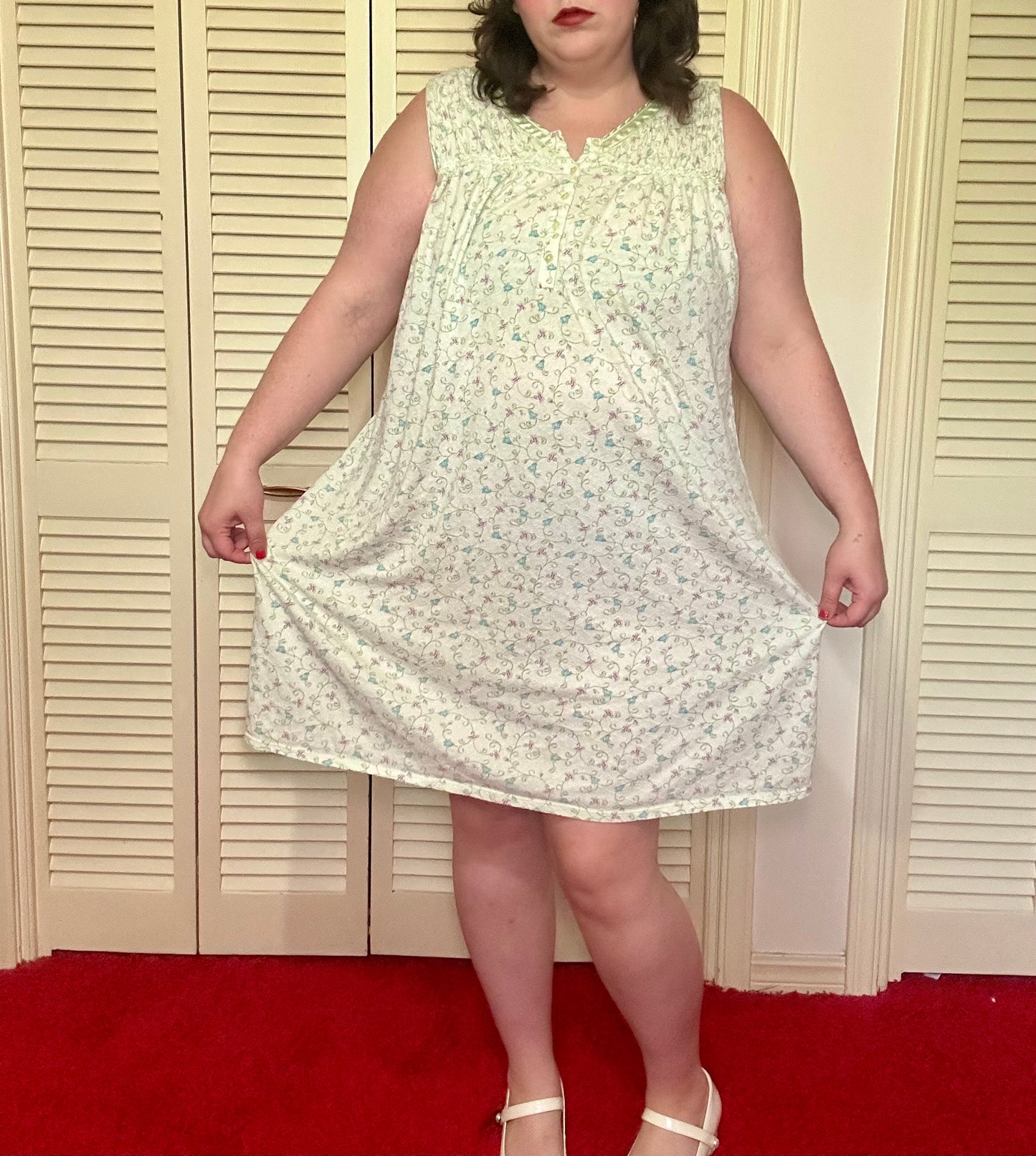 Light Green Floral Nightgown (2X)