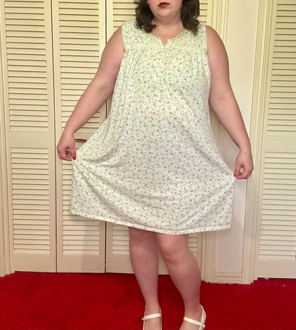Light Green Floral Nightgown (2X)