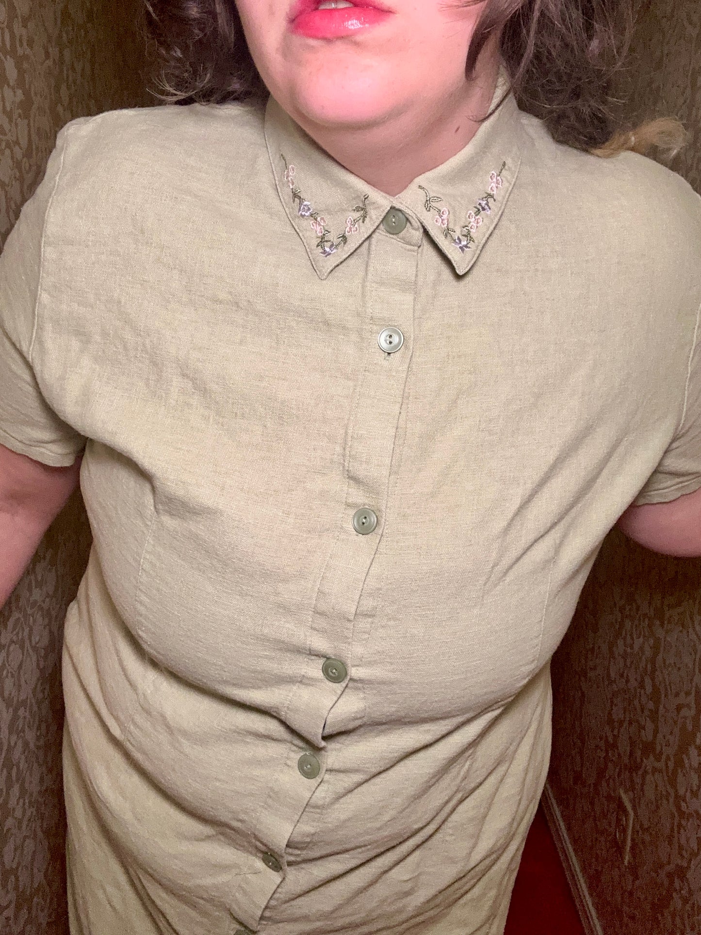 Sage Green Button Up Dress (XL)