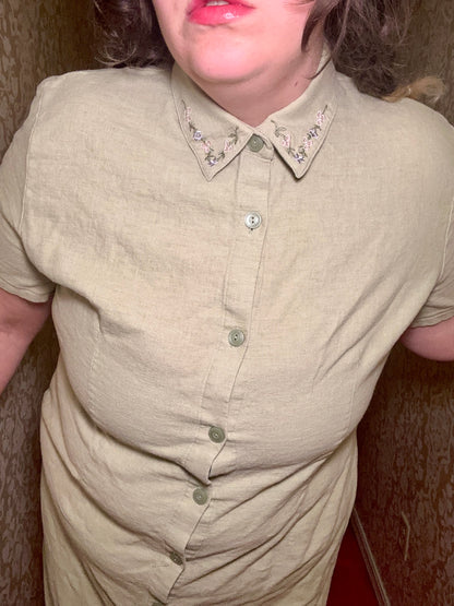 Sage Green Button Up Dress (XL)