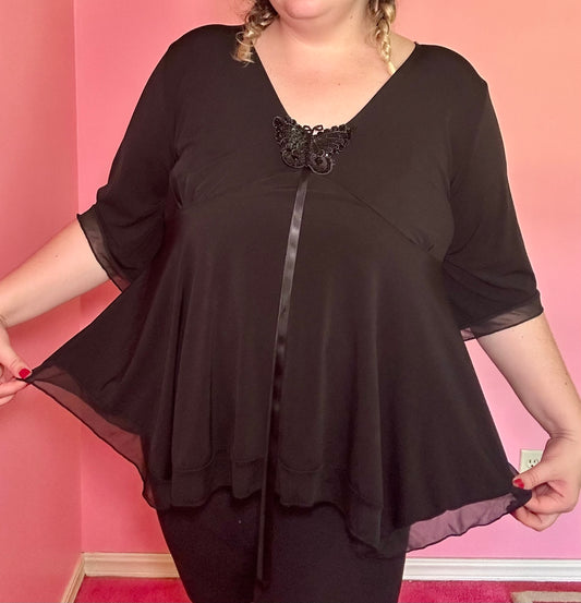 Butterfly Babydoll Top (2X)