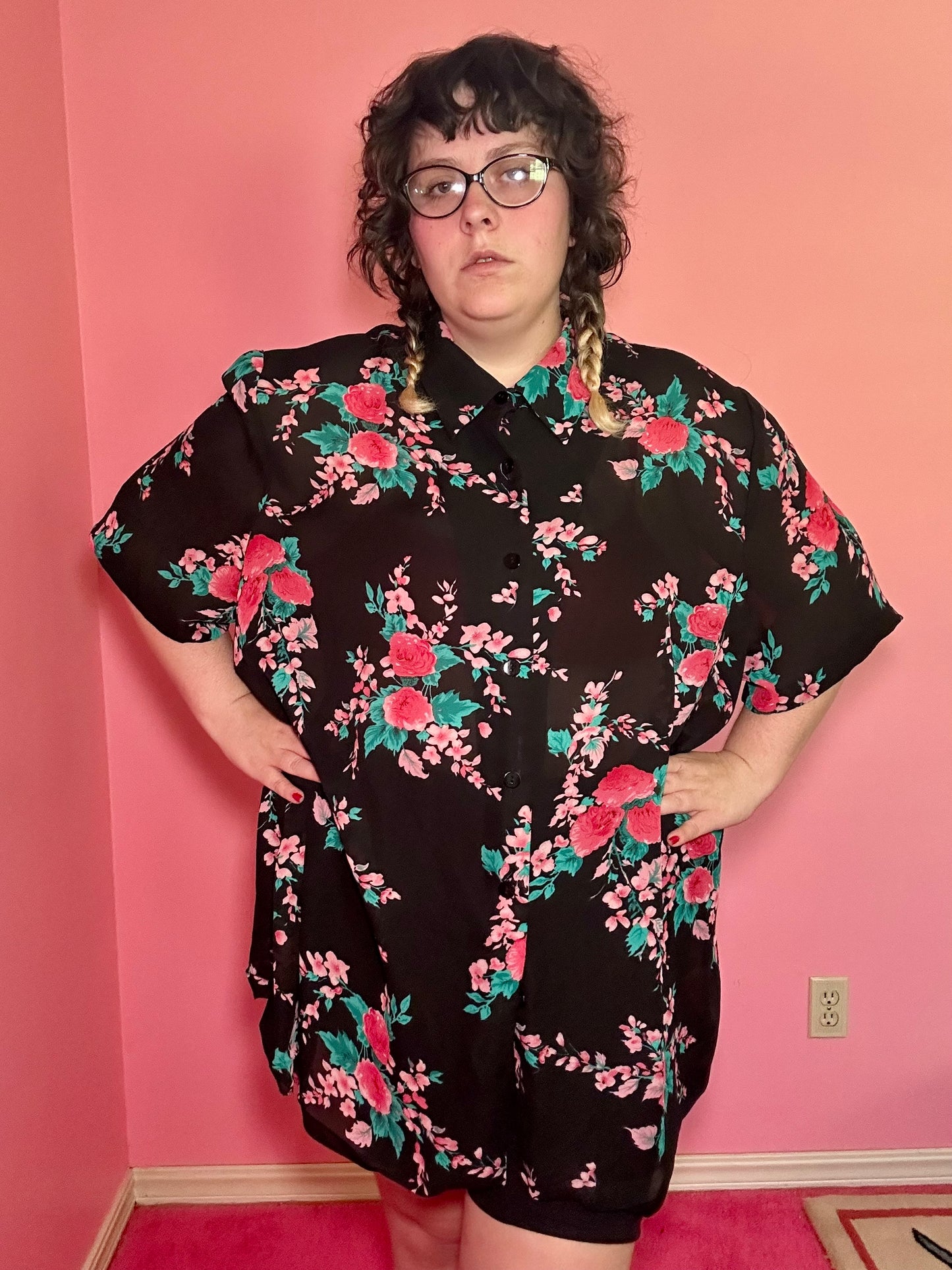Pink Flowers Blouse (34W)