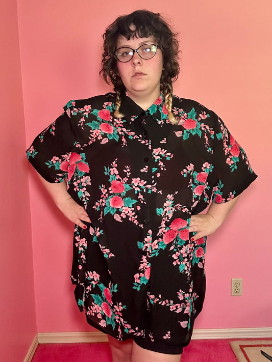 Pink Flowers Blouse (34W)