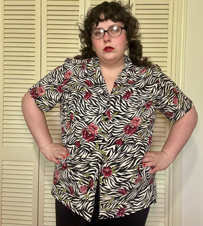 Zebra Floral Blouse (1X)