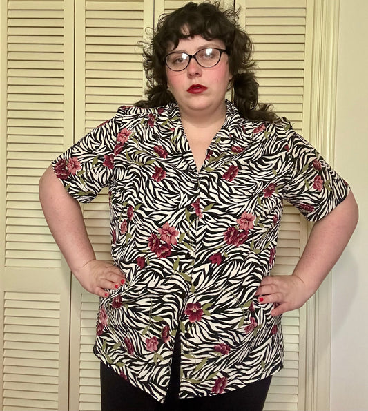 Zebra Floral Blouse (1X)