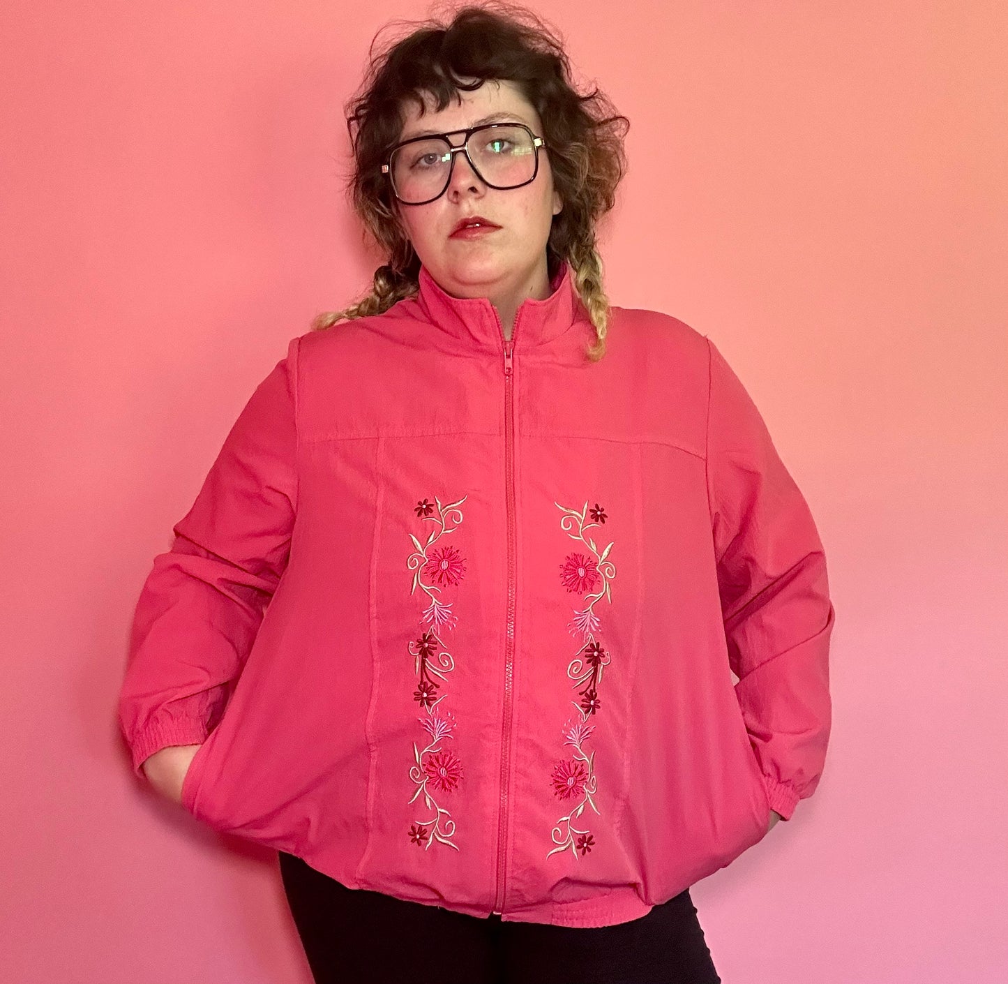 Pink Floral Windbreaker (XL)