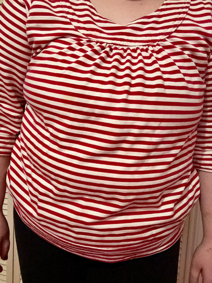 Twee Red and White Striped Blouse (XXL)