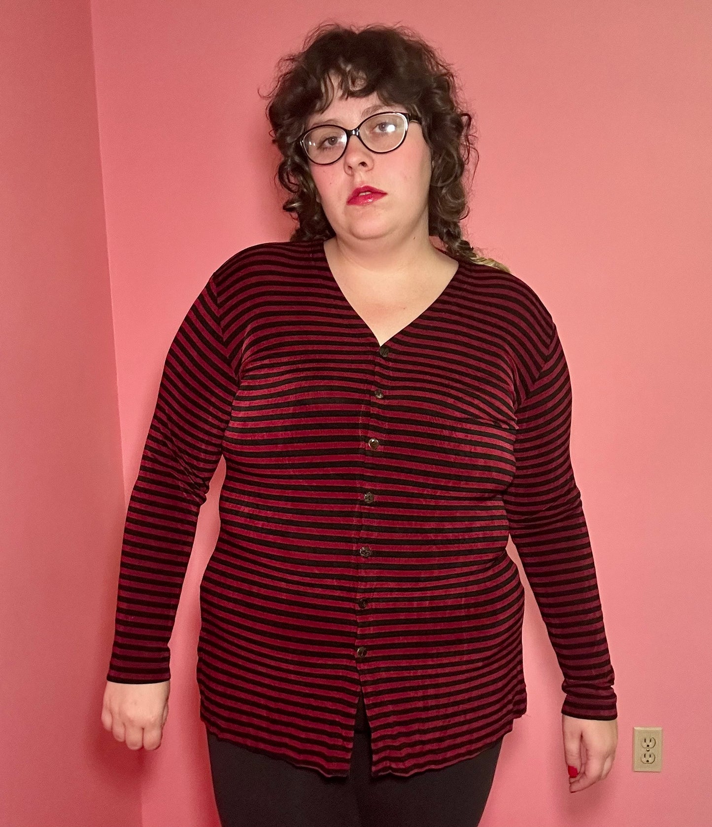 Goth Red and Black Long sleeve Top (2X)