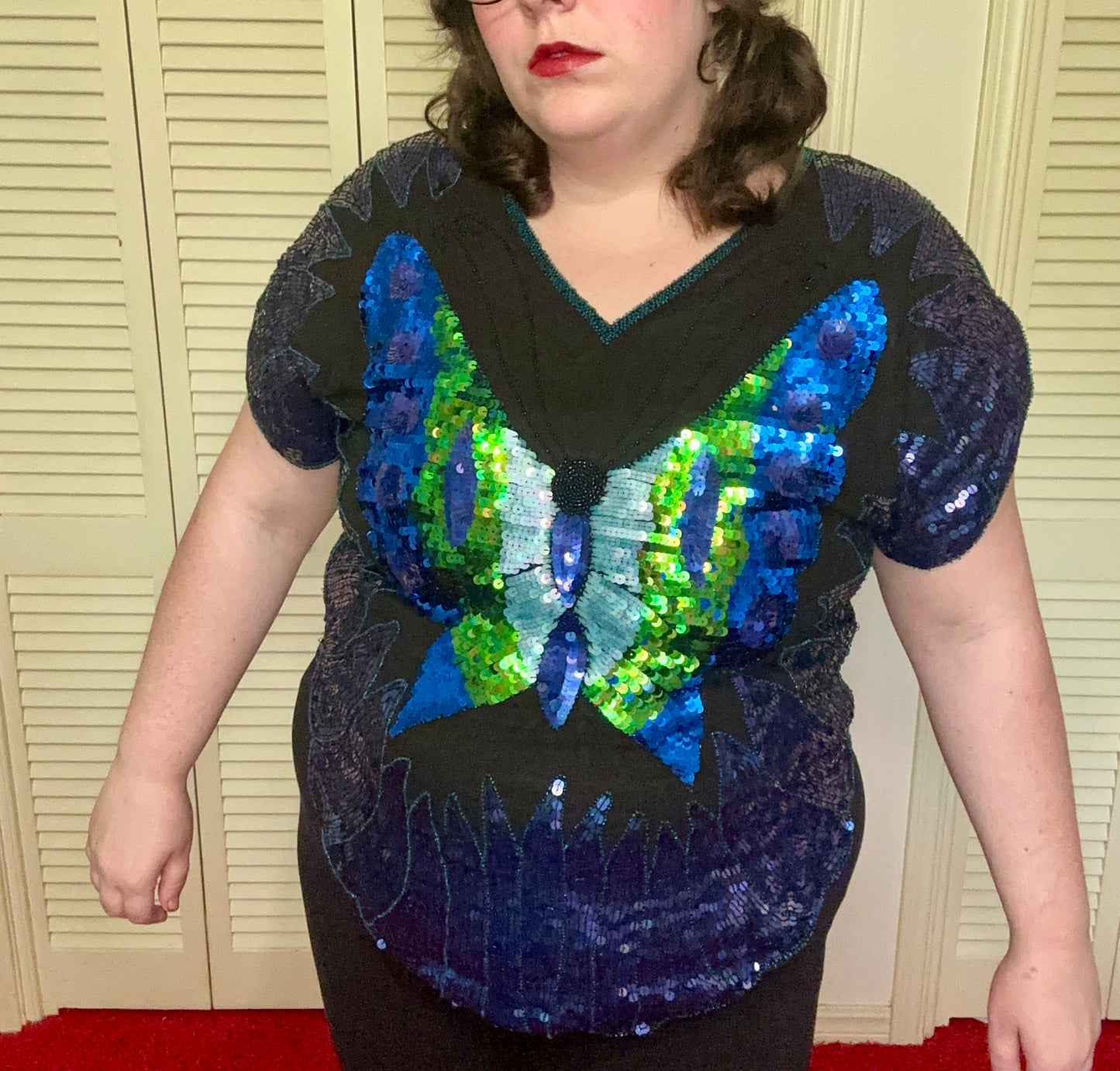 Butterfly Full Sequin Blouse (1X)