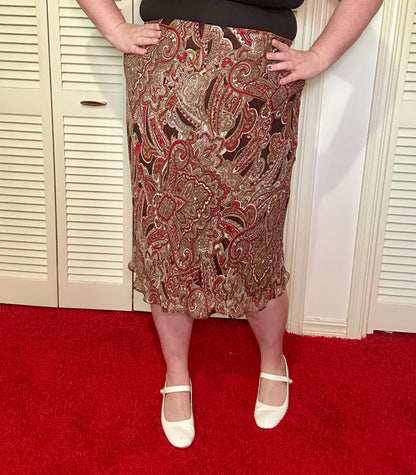 Brown Paisley Skirt (18W)