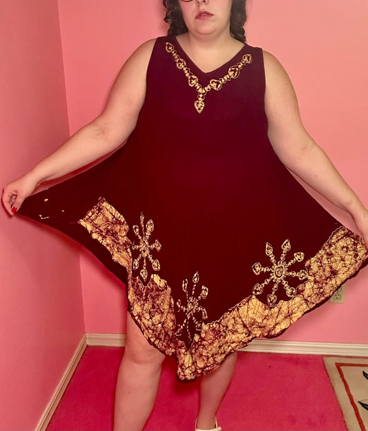 Maroon Boho Dress (Free Size Plus)