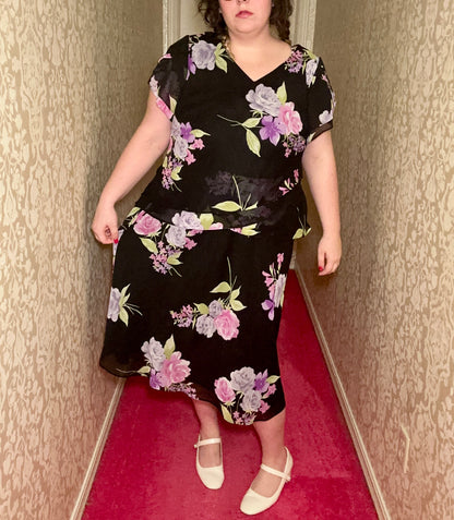 Black Floral Chiffon Set (22W)
