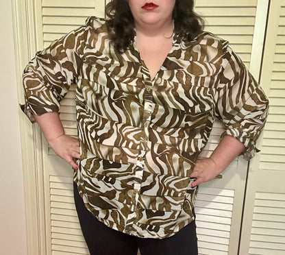 Sheer Zebra Blouse (3X)