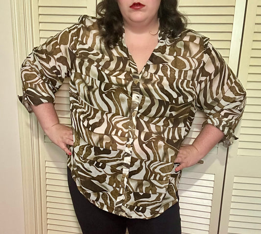 Sheer Zebra Blouse (3X)