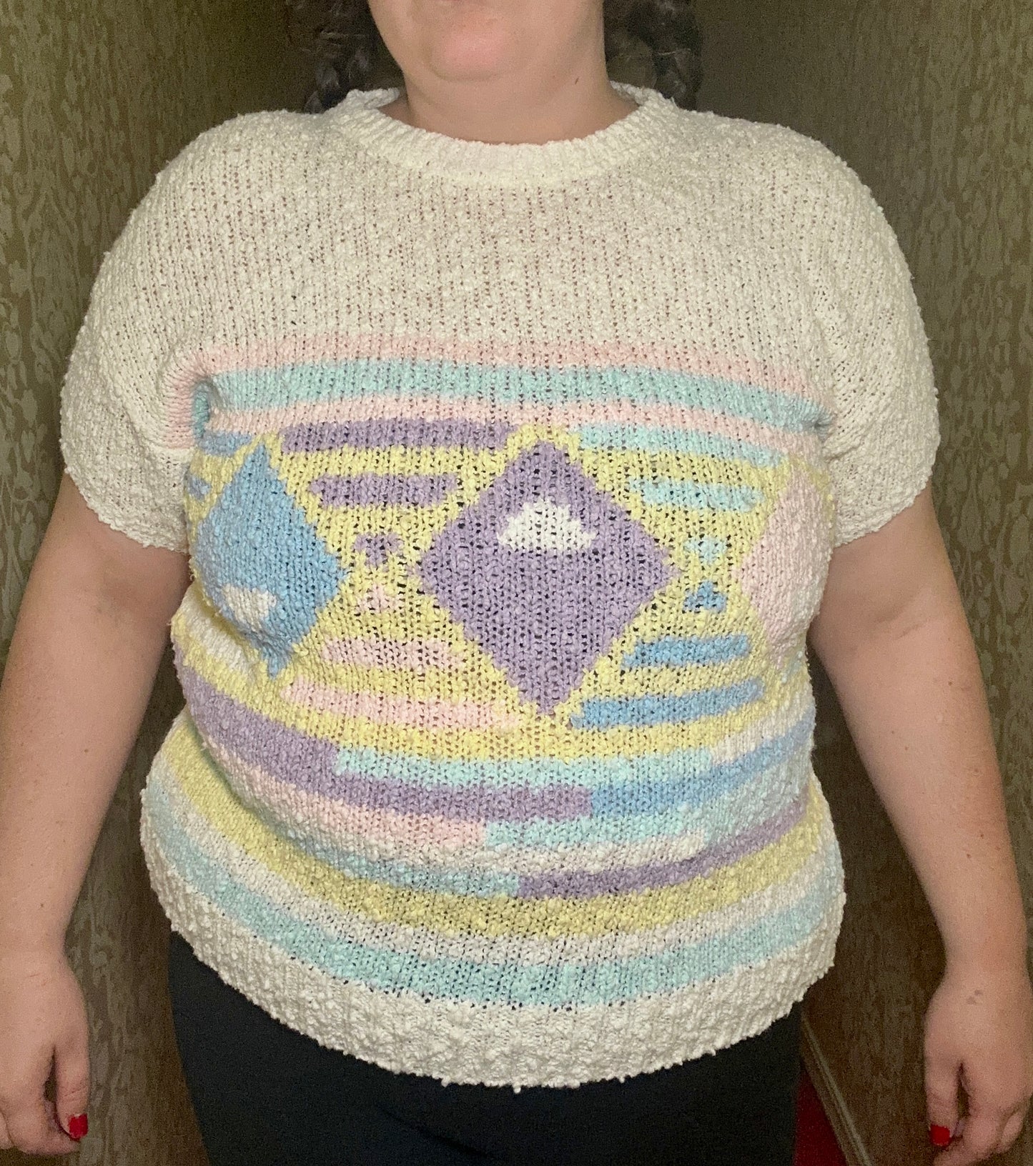Pastel Geometric Sweater (L)