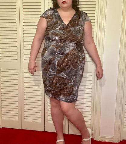 Brown and Grey Graphic Print Dress (16W)