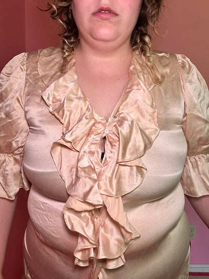 Cream Silk Ruffle Blouse (L)